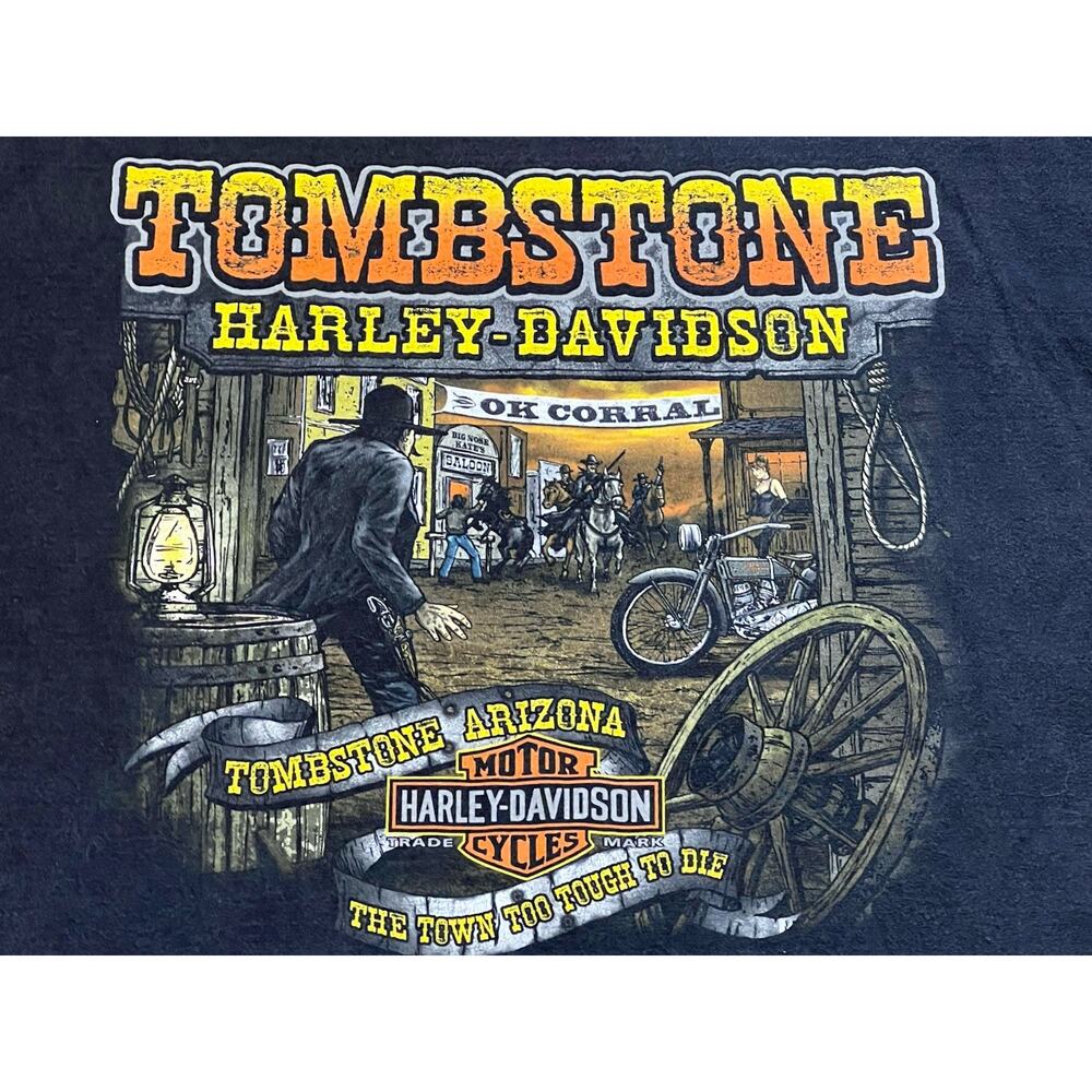 Harley Davidson T-shirt Tombstone Arizona OK Corral Double Sided Black Men's 2XL